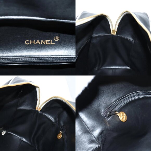 CHANEL Matelasse Boston Bag Calf Skin Black CC Auth 127925V - Picture 14 of 15